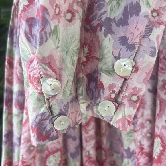 Vtg 80s Laura Ashley Floral Print Cotton Dress | Puff Sleeves | Drop Waist | S - Picture 10 of 17